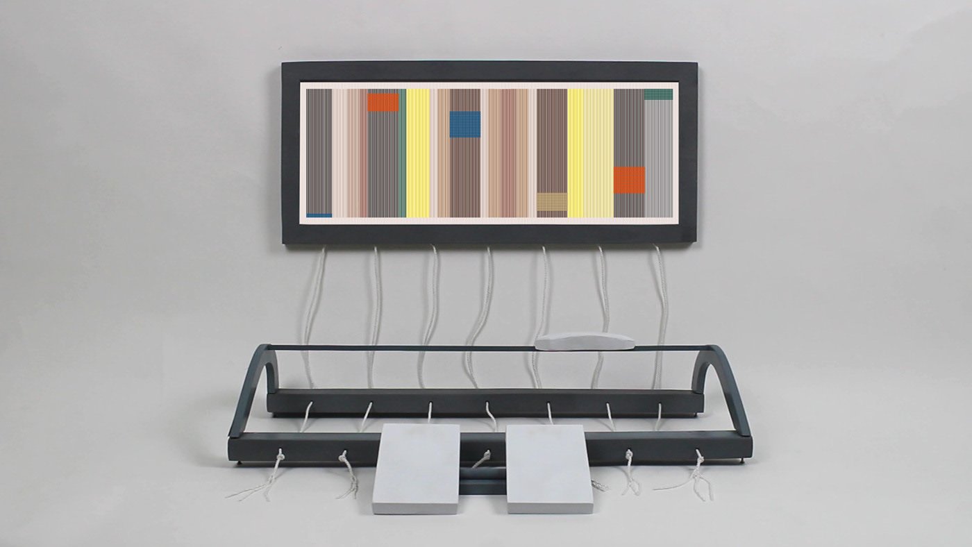 inquadratura frontale del telaio interattivo con pattern 3 rappresentato sullo schermo